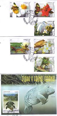 Ejemplares de la flora y la fauna de Cuba en sellos de correos