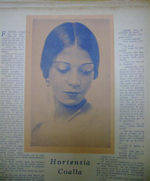 Hortensia Coalla, foto Bohemia 1929