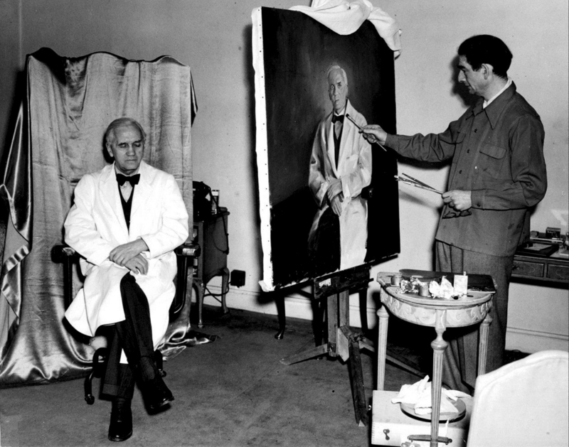 Sir Alexander Fleming, the Ayrshire man who discovered penicillin, posing for a portrait commissioned by the New York Academy of Sciences. Sir Alexander shared the 1945 Nobel Prize for Physiology or Medicine. SMG Newspapers Ltd