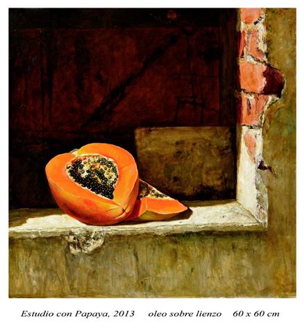 Estudio con papaya, 2013  óleo sobre lienzo   60x60 cm