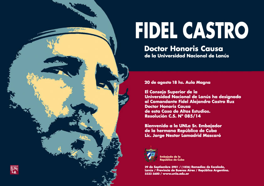 Fidel Castro recibe esta tarde Honoris Causa de la Universidad Nacional de Lanús en Argentina