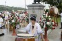 Estudiantes de la escuela escuela Sendai Ikuei hacen su demostración del tambor japonés tradicional