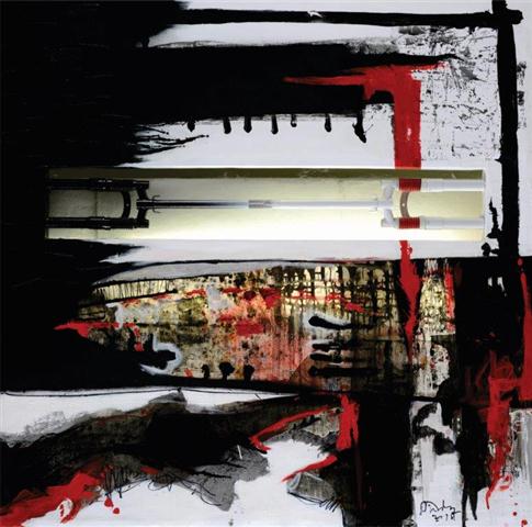 Deuda con Martí 150 x 150cm tec mixta emsamblaje  2014