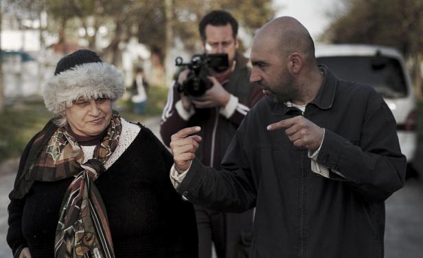 Aldo Garay en la filmación de "El hombre nuevo"