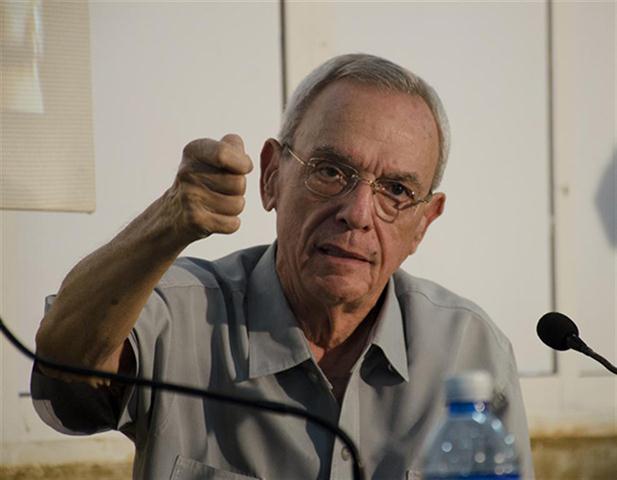 Eusebio Leal durante un conversatorio en el Pabellón Cuba el pasado jueves 25 de agosto. (Foto: Alexis Rodríguez.)