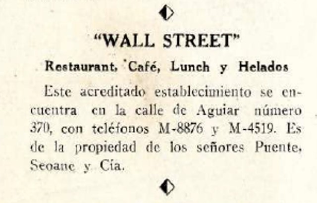 Anuncio del café Wall Street en 1944