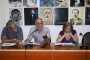 De izquierda a derecha, Ariel Terrero, vicepresidente de la UPEC; Ricardo Ronquillo, presidente nacional de la organización y Juana Carrasco, presidenta del jurado de los premios José Martí y Juan Gualberto Gómez. Foto: Yoandry Avila