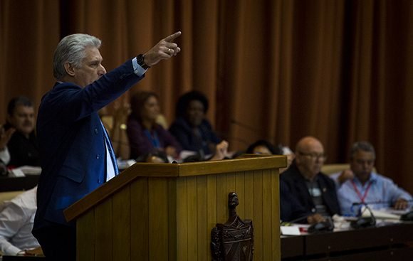 Intervención del presidente cubano Miguel Díaz-Canel. Foto: Irene Pérez/ Cubadebate.