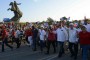 José Ramón Machado Ventura (segundo de izq. a der.), Segundo Secretario del Partido Comunista de Cuba (PCC), junto a Lázaro Expósito Canto, primer secretario del Comité Provincial del PCC en Santiago de Cuba,  presiden el desfile por el Primero de Mayo, Día del Proletariado Mundial, en la Plaza de la Revolución Antonio Maceo, en Santiago de Cuba, el 1ro. de mayo de 2019.   ACN   Foto: Miguel Rubiera Justiz