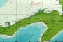 La Península de Guanahacabibes en el mapa físico general de Cuba
