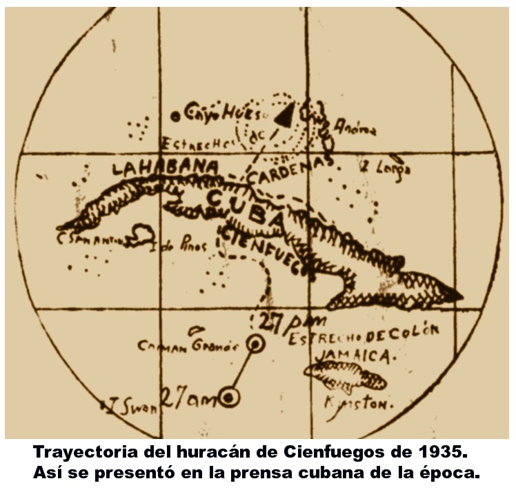 Mapa ciclón de Cienfuegos 1935