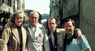 Silvio Rodríguez, Cintio Vitier, Fina García, Eusebio Leal en Venecia