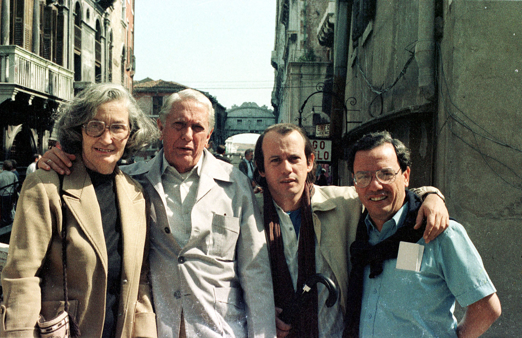 Silvio Rodríguez, Cintio Vitier, Fina García, Eusebio Leal en Venecia