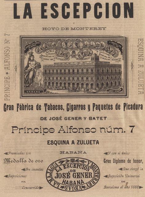 Anuncio de la Revista "El Tabaco", 1899