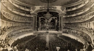 El teatro Tacón en una noche de función. Eduardo Laplante, litografía policromada, 1856.