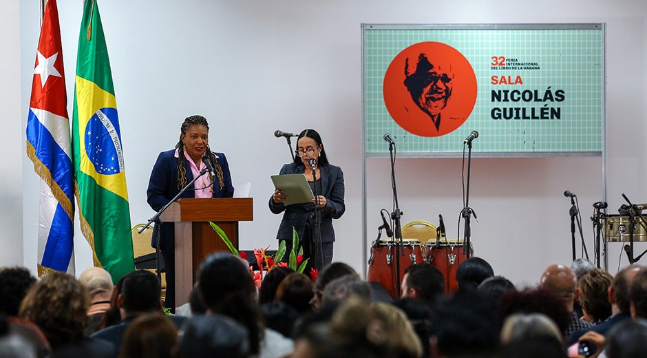 Margareth Menezes, ministra de Cultura de la República Federativa de Brasil, durante su intervención en l inauguración de la a XXXII Feria Internacional del Libro de La Habana. Foto: Abel Padrón Padilla/ Cubadebate